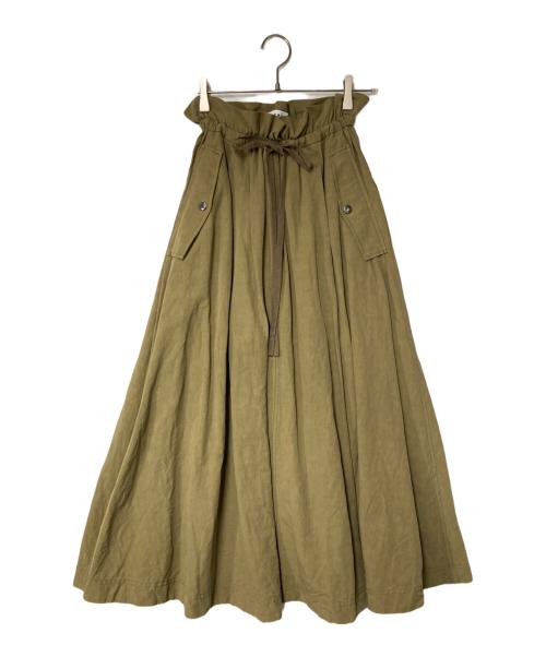 SACRA（サクラ）SACRA (サクラ) CO/LI WASHED TYPEWRITER SKIRT カーキ サイズ:36の古着・服飾アイテム