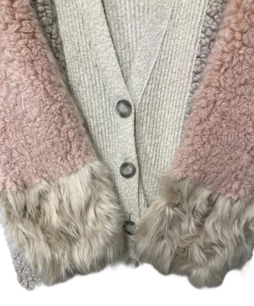 STELLA McCARTNEY（ステラマッカートニー）STELLA McCARTNEY (ステラマッカートニー) パッチワーク ボアカーディガン ベージュ×グレー サイズ:34の古着・服飾アイテム