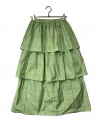 IENA LA BOUCLEイエナ ラ ブークル）の古着「ライトタフタチェックティアードスカート」｜グリーン