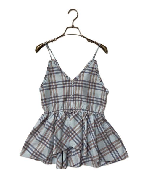 IENA LA BOUCLE（イエナ ラ ブークル）IENA LA BOUCLE (イエナ ラ ブークル) C/Pポプリンチェックキャミソール ブルー サイズ:Freeの古着・服飾アイテム