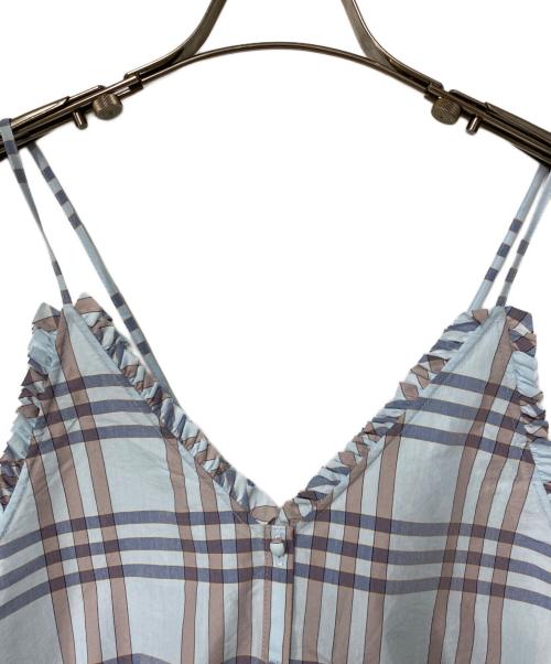 IENA LA BOUCLE（イエナ ラ ブークル）IENA LA BOUCLE (イエナ ラ ブークル) C/Pポプリンチェックキャミソール ブルー サイズ:Freeの古着・服飾アイテム