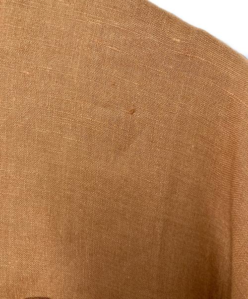 LACOSTE（ラコステ）LACOSTE (ラコステ) リネンバンドカラーシャツ ブラウン サイズ:38の古着・服飾アイテム