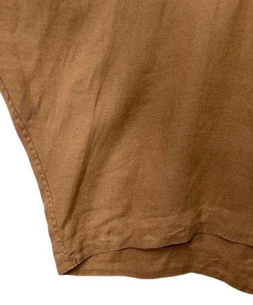 LACOSTE（ラコステ）LACOSTE (ラコステ) リネンバンドカラーシャツ ブラウン サイズ:38の古着・服飾アイテム