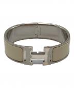 HERMESエルメス）の古着「クリック クラックH バングル」｜シルバー×ホワイト (アイボリー)