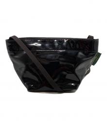 Herve Chapelier（エルベシャプリエ）の古着「エナメル舟形ショルダーバッグ」｜ブラック