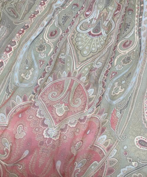 ETRO（エトロ）ETRO (エトロ) ペイズリー柄シルクストール ベージュ×オレンジの古着・服飾アイテム