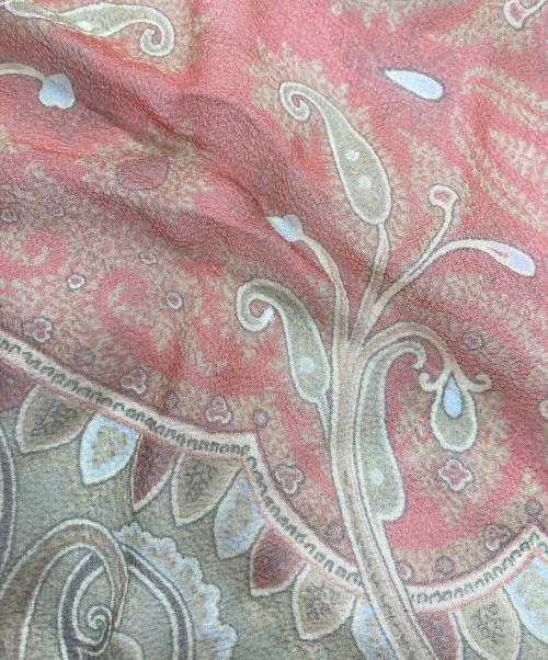 ETRO（エトロ）ETRO (エトロ) ペイズリー柄シルクストール ベージュ×オレンジの古着・服飾アイテム