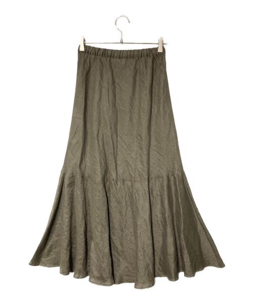 1er Arrondissement（プルミエ アロンディスモン）1er Arrondissement (プルミエ アロンディスモン) ロングリネンスカート カーキ サイズ:36の古着・服飾アイテム