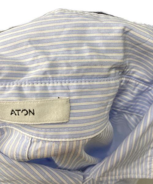 ATON（エイトン）ATON (エイトン) GIZA BROAD WASHED SHIRT ブルー×ホワイト サイズ:4の古着・服飾アイテム
