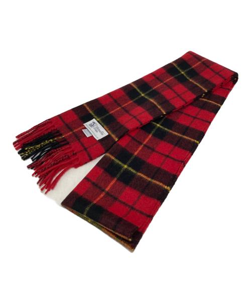 JOHNSTONS OF ELGIN（ジョンストンズオブエルガン）JOHNSTONS OF ELGIN (ジョンストンズオブエルガン) カシミヤチェックマフラー レッド×ブラックの古着・服飾アイテム