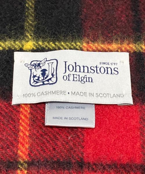 JOHNSTONS OF ELGIN（ジョンストンズオブエルガン）JOHNSTONS OF ELGIN (ジョンストンズオブエルガン) カシミヤチェックマフラー レッド×ブラックの古着・服飾アイテム