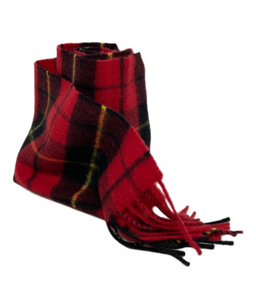 JOHNSTONS OF ELGIN（ジョンストンズオブエルガン）JOHNSTONS OF ELGIN (ジョンストンズオブエルガン) カシミヤチェックマフラー レッド×ブラックの古着・服飾アイテム