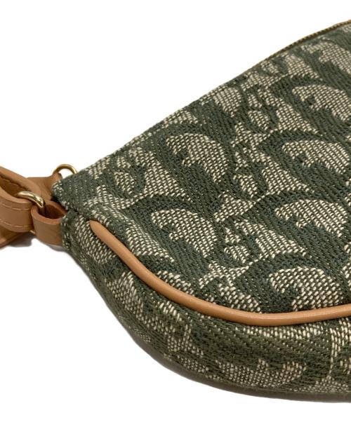 Christian Dior（クリスチャン ディオール）Christian Dior (クリスチャン ディオール) トロッター サドルポーチバッグ グリーン×ベージュの古着・服飾アイテム
