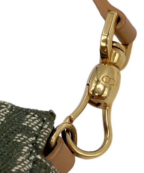 Christian Dior（クリスチャン ディオール）Christian Dior (クリスチャン ディオール) トロッター サドルポーチバッグ グリーン×ベージュの古着・服飾アイテム