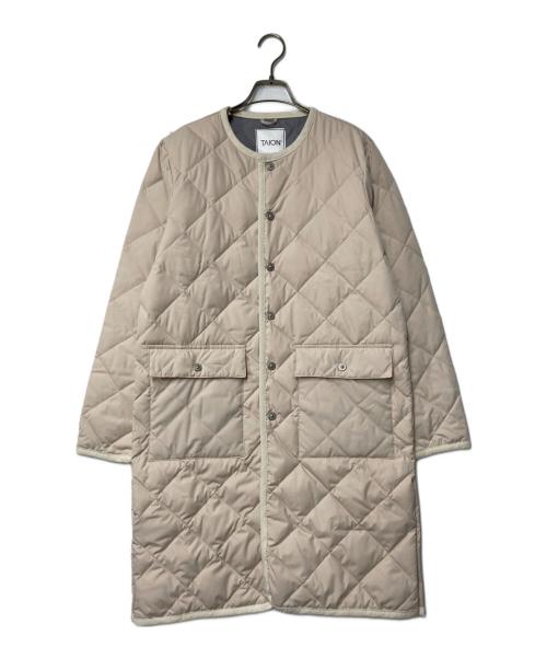 TAION（タイオン）TAION (タイオン) CITY LINE キルティングノーカラーダウンコート ベージュ サイズ:FREEの古着・服飾アイテム