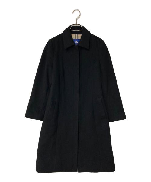 BURBERRY BLUE LABEL（バーバリーロンドンブルーレーベル）BURBERRY BLUE LABEL (バーバリーロンドンブルーレーベル) アンゴラ混ステンカラーコート ブラック サイズ:40の古着・服飾アイテム