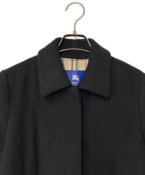 BURBERRY BLUE LABEL（バーバリーロンドンブルーレーベル）BURBERRY BLUE LABEL (バーバリーロンドンブルーレーベル) アンゴラ混ステンカラーコート ブラック サイズ:40の古着・服飾アイテム