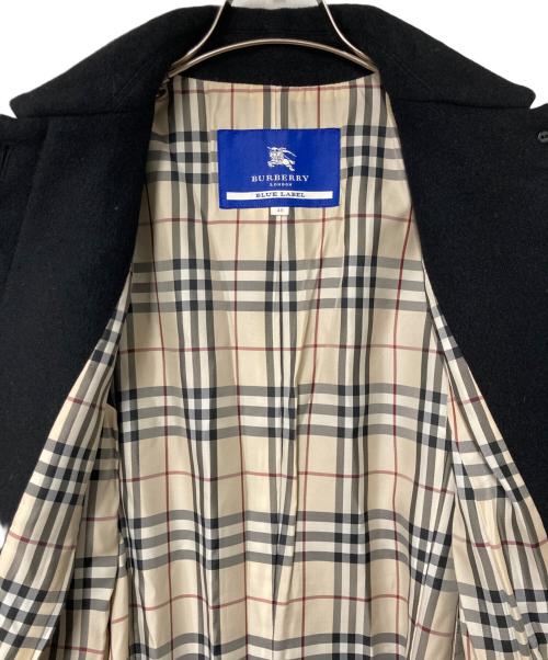 BURBERRY BLUE LABEL（バーバリーロンドンブルーレーベル）BURBERRY BLUE LABEL (バーバリーロンドンブルーレーベル) アンゴラ混ステンカラーコート ブラック サイズ:40の古着・服飾アイテム