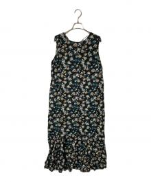 Ample（アンプル）の古着「ノースリーブ花柄ワンピース」｜ブラック