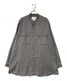 WHITE MOUNTAINEERING（ホワイトマウンテ二アニング）の古着「22SS リネン混バンドカラーシャツ」｜グレー