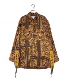 WHITE MOUNTAINEERING（ホワイトマウンテ二アニング）の古着「BOTANICAL BANDANA PRINTED SHIRT」｜ブラウン×イエロー