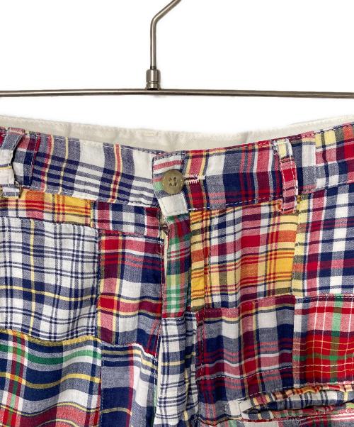 Engineered Garments（エンジニアド ガーメンツ）Engineered Garments (エンジニアド ガーメンツ) パッチワークチェックハーフパンツ レッド サイズ:34の古着・服飾アイテム