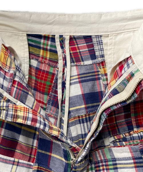 Engineered Garments（エンジニアド ガーメンツ）Engineered Garments (エンジニアド ガーメンツ) パッチワークチェックハーフパンツ レッド サイズ:34の古着・服飾アイテム
