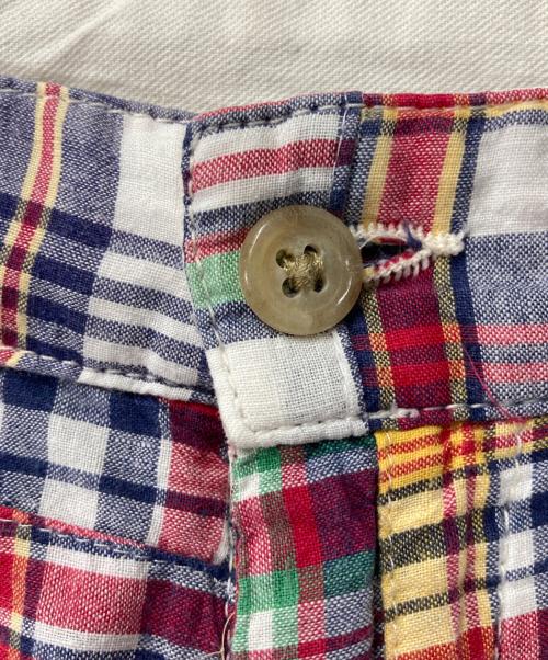 Engineered Garments（エンジニアド ガーメンツ）Engineered Garments (エンジニアド ガーメンツ) パッチワークチェックハーフパンツ レッド サイズ:34の古着・服飾アイテム