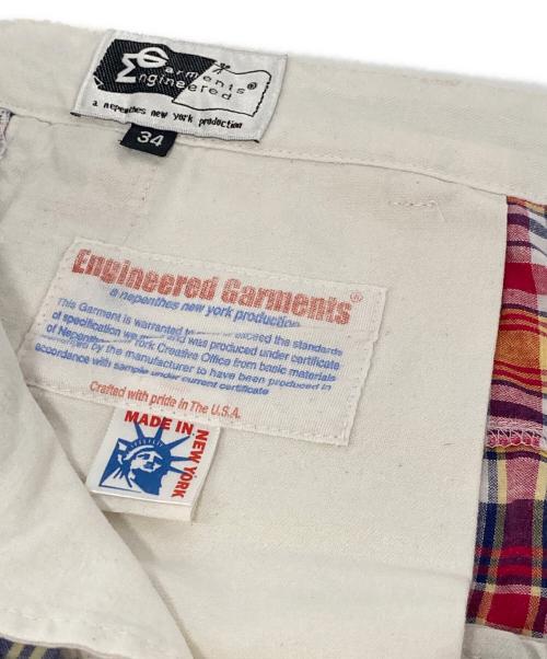 Engineered Garments（エンジニアド ガーメンツ）Engineered Garments (エンジニアド ガーメンツ) パッチワークチェックハーフパンツ レッド サイズ:34の古着・服飾アイテム