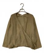 evam evaエヴァムエヴァ）の古着「リネンカシュクールブラウス」｜カーキ