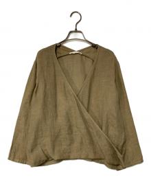 evam eva（エヴァムエヴァ）の古着「リネンカシュクールブラウス」｜カーキ