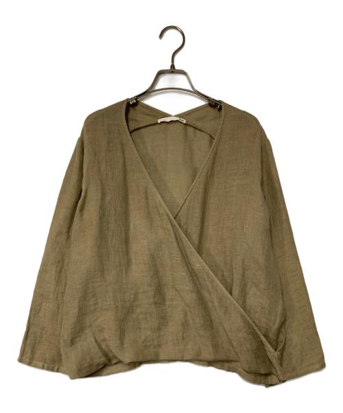 evam eva（エヴァムエヴァ）evam eva (エヴァムエヴァ) リネンカシュクールブラウス カーキ サイズ:1の古着・服飾アイテム