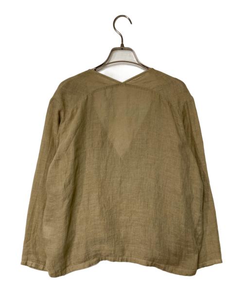 evam eva（エヴァムエヴァ）evam eva (エヴァムエヴァ) リネンカシュクールブラウス カーキ サイズ:1の古着・服飾アイテム