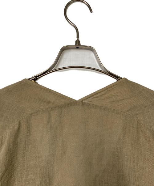 evam eva（エヴァムエヴァ）evam eva (エヴァムエヴァ) リネンカシュクールブラウス カーキ サイズ:1の古着・服飾アイテム