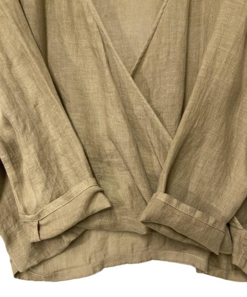 evam eva（エヴァムエヴァ）evam eva (エヴァムエヴァ) リネンカシュクールブラウス カーキ サイズ:1の古着・服飾アイテム