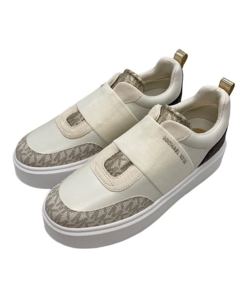 MICHAEL KORS（マイケル・コース）MICHAEL KORS (マイケル・コース) ROMEY スリッポン プラットフォーム スニーカー ホワイト×ブラウン サイズ:8.5の古着・服飾アイテム