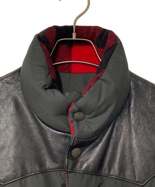 POLO RALPH LAUREN（ポロ・ラルフローレン）POLO RALPH LAUREN (ポロ・ラルフローレン) Leather York Reversible Down Vest ブラック×レッド サイズ:Mの古着・服飾アイテム
