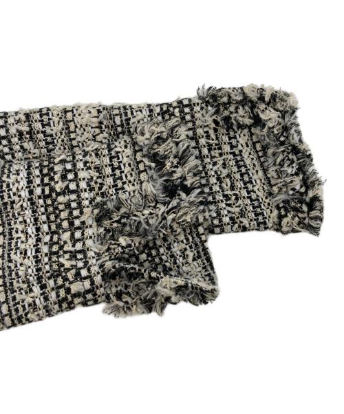 ESTNATION（エストネーション）ESTNATION (エストネーション) ノーカラーツイードジャケット ホワイト×ブラック サイズ:36の古着・服飾アイテム