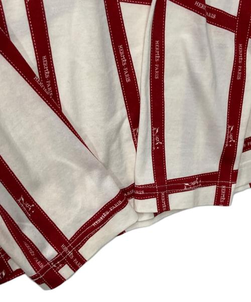 HERMES（エルメス）HERMES (エルメス) ボルディック柄カットソー アイボリー×レッド サイズ:Ｍの古着・服飾アイテム