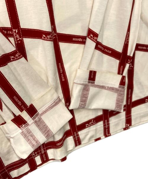 HERMES（エルメス）HERMES (エルメス) ボルディック柄カットソー アイボリー×レッド サイズ:Ｍの古着・服飾アイテム