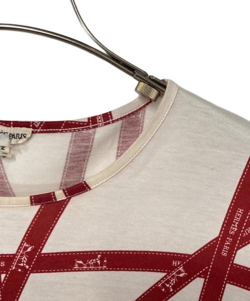 HERMES（エルメス）HERMES (エルメス) ボルディック柄カットソー アイボリー×レッド サイズ:Ｍの古着・服飾アイテム