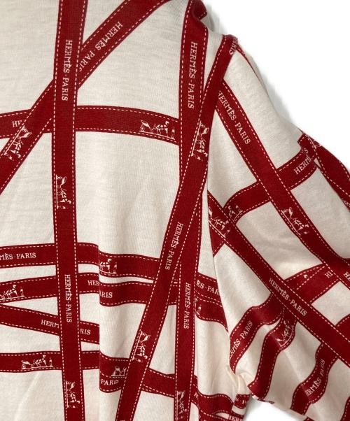 HERMES（エルメス）HERMES (エルメス) ボルディック柄カットソー アイボリー×レッド サイズ:Ｍの古着・服飾アイテム