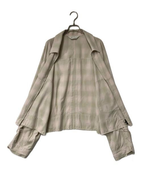 ANCELLM（アンセルム）ANCELLM (アンセルム) OMBRECHECK SHORT ZIPUP SHIRT ベージュ サイズ:3の古着・服飾アイテム