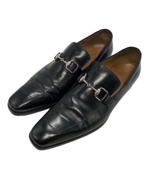 GUCCI（グッチ）GUCCI (グッチ) スクエアトゥ ホースビットローファー ブラック サイズ:42 1/2の古着・服飾アイテム