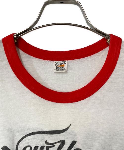 Hanes（ヘインズ）Hanes (ヘインズ) 70's 三角タグリンガーTシャツ ホワイト×レッド サイズ:Ｍの古着・服飾アイテム
