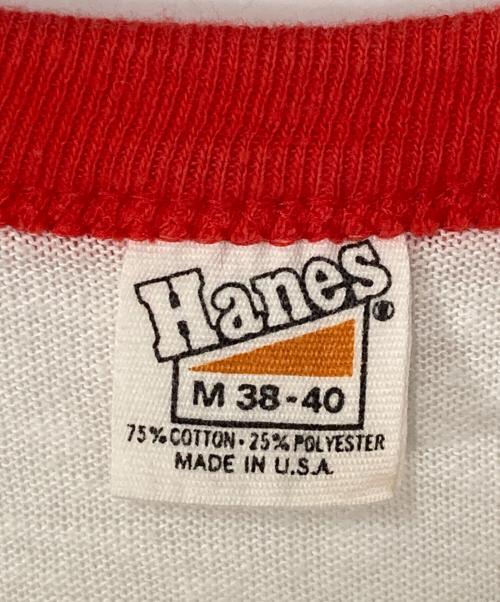 Hanes（ヘインズ）Hanes (ヘインズ) 70's 三角タグリンガーTシャツ ホワイト×レッド サイズ:Ｍの古着・服飾アイテム