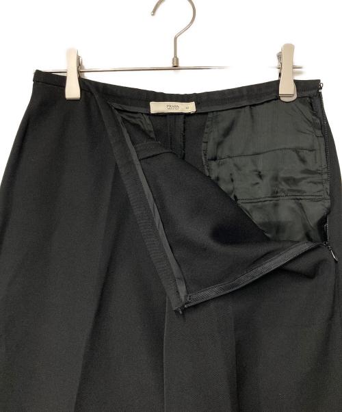 PRADA（プラダ）PRADA (プラダ) ウールワイドスラックス ブラック サイズ:40の古着・服飾アイテム