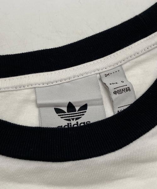 adidas（アディダス）adidas (アディダス) アディカラー クラシック スリーストライプ Tシャツ ホワイト×ブラック サイズ:Mの古着・服飾アイテム