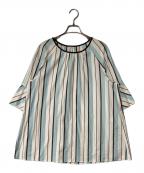 Leilianレリアン）の古着「ストライププルオーバーブラウス」｜ブルー×ホワイト