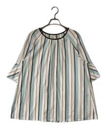 Leilian（レリアン）の古着「ストライププルオーバーブラウス」｜ブルー×ホワイト